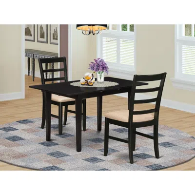 East West Furniture Dining Table- Dining Chairs, Nopf3-blk-c In Multi