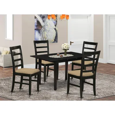 East West Furniture Dining Table- Dining Chairs, Nopf5-blk-c In Multi