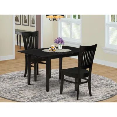 East West Furniture Dining Table- Dining Chairs, Nova3-blk-w In Multi