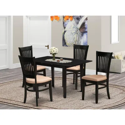 East West Furniture Dining Table- Dining Chairs, Nova5-blk-c In Black