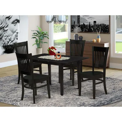 East West Furniture Dining Table- Dining Chairs, Nova5-blk-w In Brown
