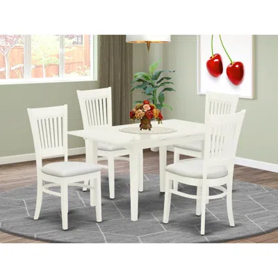 East West Furniture Dining Table- Dining Chairs, Nova5-lwh-c In White