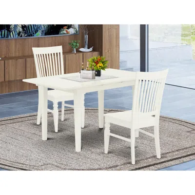 East West Furniture Dining Table- Dining Chairs, Nowe3-whi-w In White