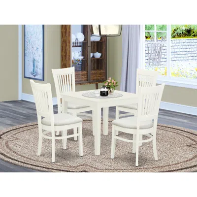 East West Furniture Dining Table- Dining Chairs, Oxva5-lwh-c In White
