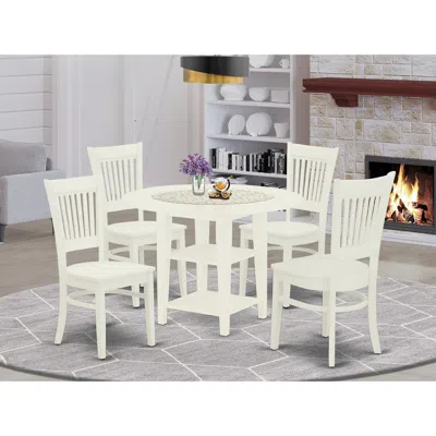 East West Furniture Dining Table- Dining Chairs, Suva5-lwh-w In Brown