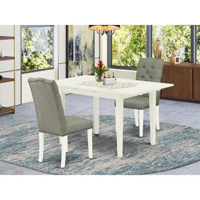 East West Furniture Dining Table- Parson Chairs, Noel3-lwh-07 In Gray