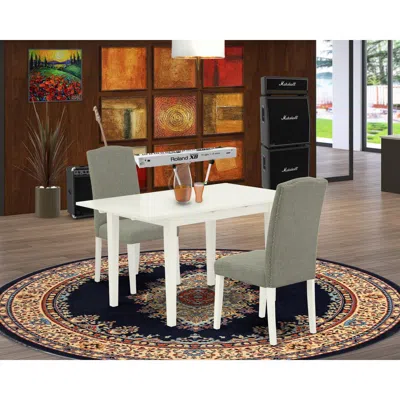 East West Furniture Dining Table- Parson Chairs, Noen3-lwh-06 In Green