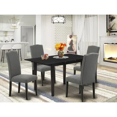 East West Furniture Dining Table- Parson Chairs, Noen5-blk-20 In Gray