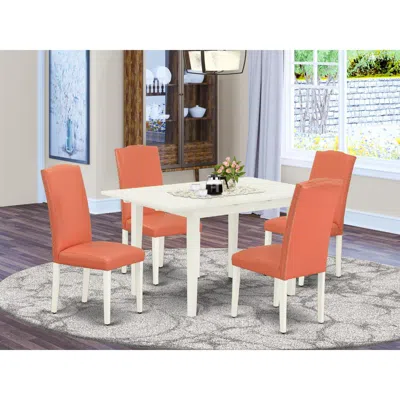 East West Furniture Dining Table- Parson Chairs, Noen5-lwh-78