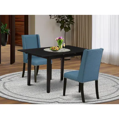East West Furniture Dining Table- Parson Chairs, Nofl3-blk-21 In Blue