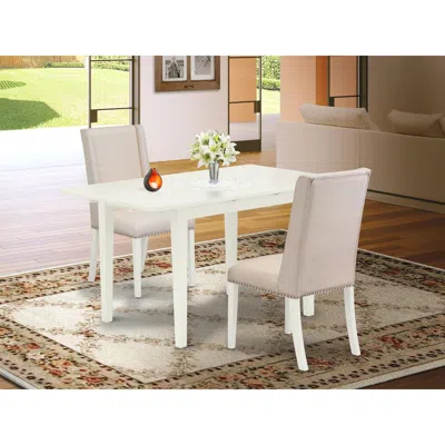 East West Furniture Dining Table- Parson Chairs, Nofl3-lwh-01