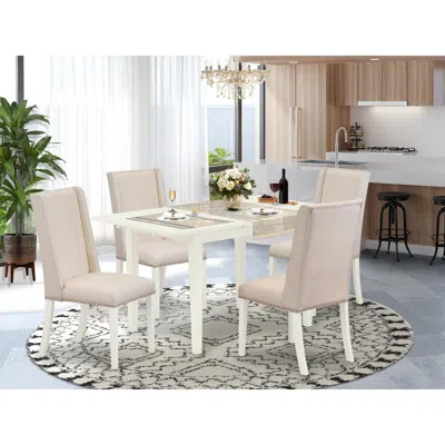 East West Furniture Dining Table- Parson Chairs, Nofl5-lwh-01 In Neutral