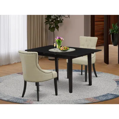 East West Furniture Dining Table- Parson Chairs, Nofr3-blk-02 In Brown