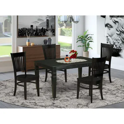East West Furniture Dining Table- Table Leg Dining Chairs, Weva5-blk-w