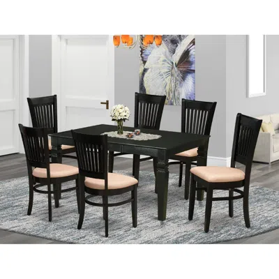 East West Furniture Dining Table- Table Leg Dining Chairs, Weva7-blk-c