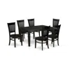 East West Furniture Dining Table- Table Leg Dining Chairs, Weva7-blk-w