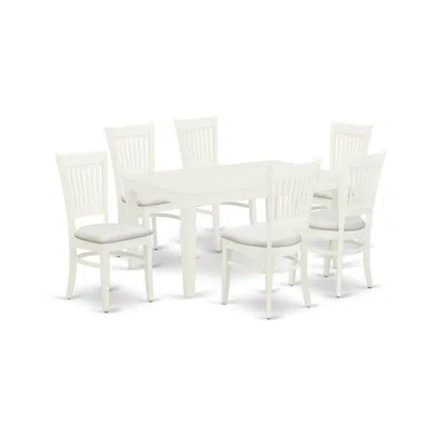 East West Furniture Dining Table- Table Leg Dining Chairs, Weva7-lwh-c In White