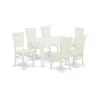 East West Furniture Dining Table- Table Leg Dining Chairs, Weva7-lwh-w In White