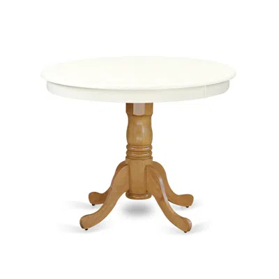 East West Furniture Dining Table Linen White & Oak, Ant-lok-tp