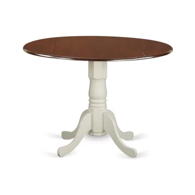 East West Furniture Dining Table Mahogany & Linen White, Dlt-mlw-tp In Brown