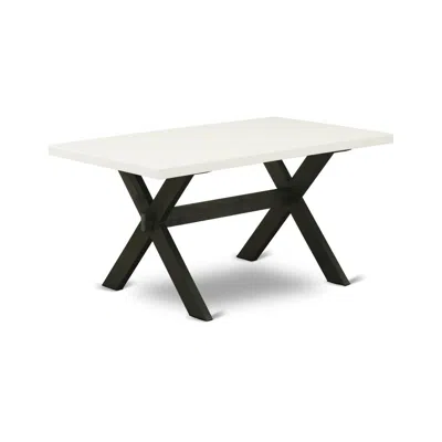 East West Furniture Dining Table Wire Brushed Black & Linen White, Xt626