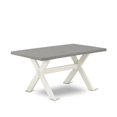 East West Furniture Dining Table Wire Brushed Linen White & Cement, Xt096 In Gray