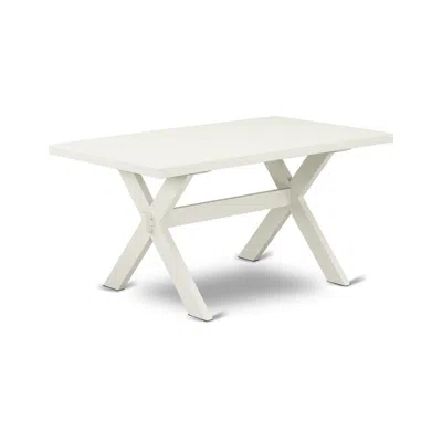 East West Furniture Dining Table Wire Brushed Linen White & Linen White, Xt026