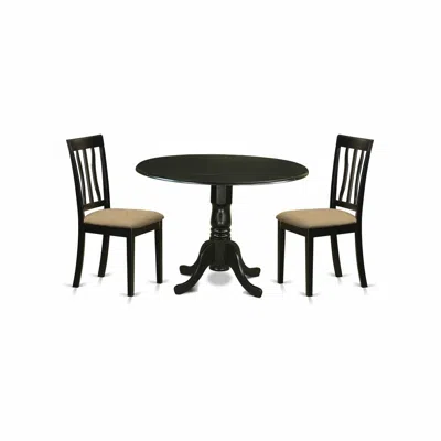 East West Furniture Dlan3-blk-c 3 Pc Dinette Table Set-dining Table And 2 Dining Chairs In Black