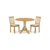 East West Furniture Dlan3-oak-c 3 Pctable And Chair Set - Kitchen Dinette Table And 2 Kitchen Chairs