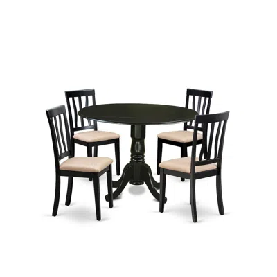 East West Furniture Dlan5-blk-c 5 Pc Table Set - Dining Table And 4 Kitchen Dining Chairs