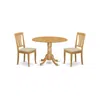 East West Furniture Dlav3-oak-c 3 Pc Small Kitchen Table And Chairs Set-small Kitchen Table Plus 2 Dinette Chairs