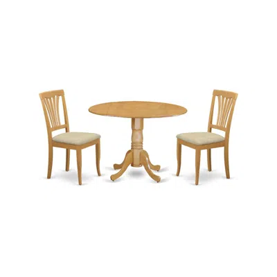 East West Furniture Dlav3-oak-c 3 Pc Small Kitchen Table And Chairs Set-small Kitchen Table Plus 2 Dinette Chairs In Green