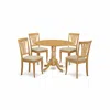 East West Furniture Dlav5-oak-c 5 Pc Kitchen Nook Dining Set-round Kitchen Table And 4 Kitchen Chairs
