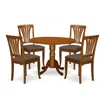 East West Furniture Dlav5-sbr-c 5 Pc Small Kitchen Table Set-round Table And 4 Kitchen Dining Chairs