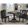 East West Furniture Dldl3-blk-w - 3-pc Dining Table Set - 2 Wood Kitchen Chairs And 1 Drops Leaf Kitchen Table - Black F