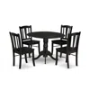 East West Furniture Dldl5-blk-w - 5-pc Dining Room Set - 4 Dining Room Chairs And 1 Drops Leaf Kitchen Table - Black Fin