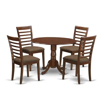 East West Furniture Dlml5-mah-c 5 Pc Kitchen Table Set-dining Table And 4 Linen Kitchen Chairs In Gold