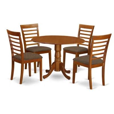 East West Furniture Dlml5-sbr-c 5 Pc Small Kitchen Table And Chairs Set-round Kitchen Table And 4 Kitchen Chairs