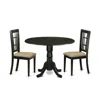 East West Furniture Dlni3-blk-c 3 Pctable Set For 2-dinette Table And 2 Dinette Chairs
