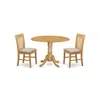 East West Furniture Dlno3-oak-c 3 Pc Kitchen Nook Dining Set-small Table And 2 Dinette Chairs