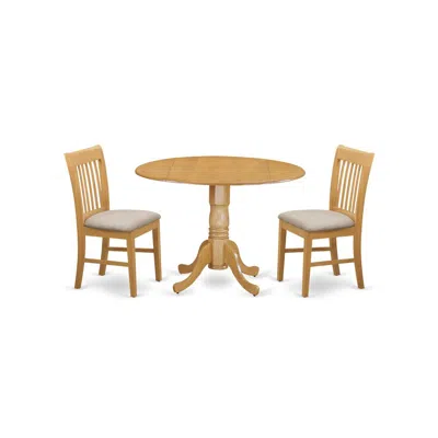 East West Furniture Dlno3-oak-c 3 Pc Kitchen Nook Dining Set-small Table And 2 Dinette Chairs