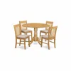 East West Furniture Dlno5-oak-c 5 Pc Small Kitchen Table Set-round Kitchen Table And 4 Dining Chairs.