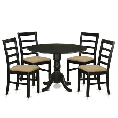 East West Furniture Dlpf5-blk-c 5 Pckitchen Table Set - Small Kitchen Table And 4 Kitchen Dining Chairs