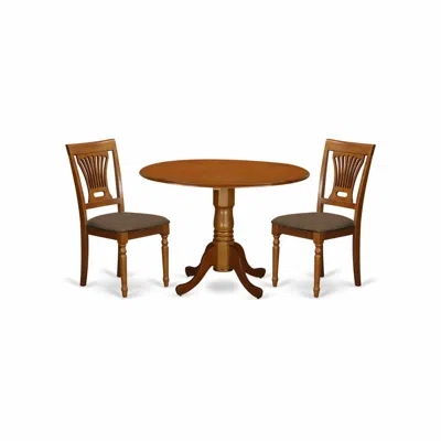 East West Furniture Dlpl3-sbr-c 3 Pc Kitchen Nook Dining Set-small Kitchen Table And 2 Dining Chairs In Brown
