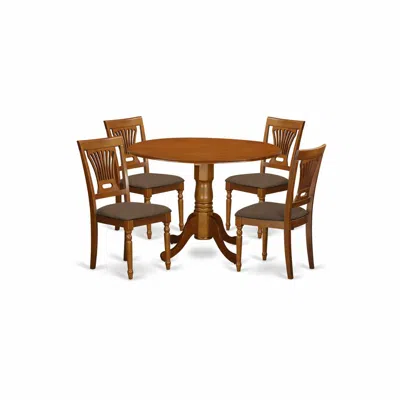 East West Furniture Dlpl5-sbr-c 5 Pc Kitchen Nook Dining Set-round Table Plus 4 Dinette Chairs