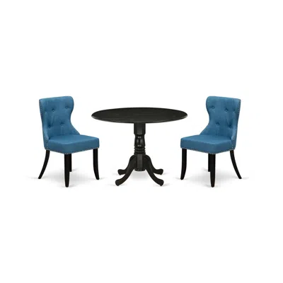 East West Furniture East-west Furniture Dlsi3-abk-21 - A Dining Table Set Of 2 Excellent Parson Chairs Using Linen Fabri