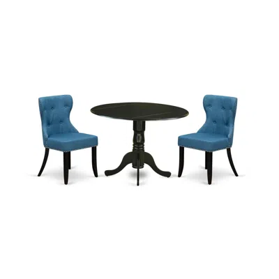 East West Furniture East-west Furniture Dlsi3-blk-21 - A Dining Room Table Set Of Two Amazing Indoor Dining Chairs With 