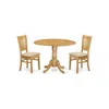 East West Furniture Dlva3-oak-c 3 Pc Kitchen Nook Dining Set-kitchen Table And 2 Slat Back Chairs