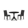 East West Furniture Dmab3-abk-24 3 Piece Modern Dining Table Set Includes 1 Drop Leaves Dining Room Table And 2 Black Li