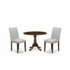 East West Furniture Dmab3-awa-05 3 Piece Kitchen Table Set Includes 1 Drop Leaves Wood Table And 2 Grey Linen Fabric Par